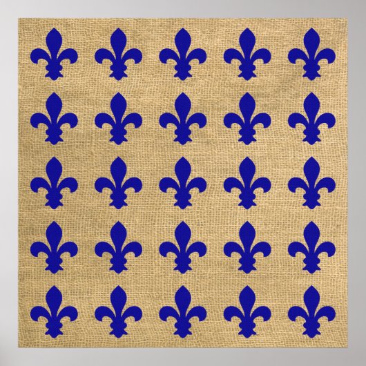 Blue Parisian Moods Fleur de Lys Pattern Poster (Voorkant)