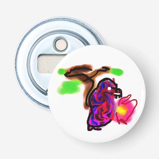 Blue parrot  button flesopener (Voorkant)