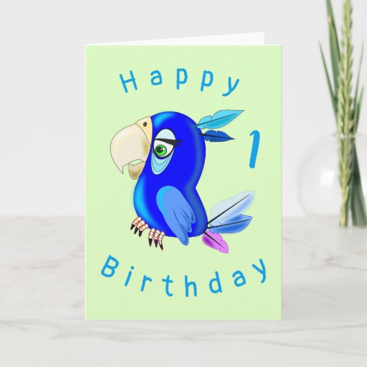 Blue Parrot Funny Birthday Kaart -  (Voorkant)