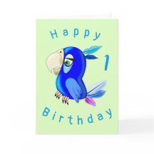Blue Parrot Funny Birthday Kaart - 