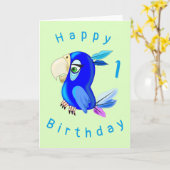 Blue Parrot Funny Birthday Kaart -  (Gele Bloem)