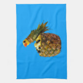 Blue parrot kitchen towel. theedoek (Verticaal)