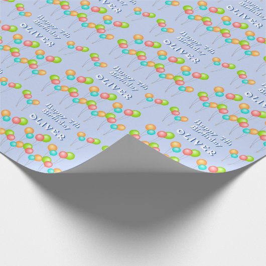 Blue Party Balloons Kind Happy Birthday Cadeaupapier (Hoek)