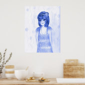Blue Party Girl Flapper Poster (Keuken)
