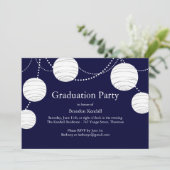 Blue Party Lantern Afstuderen Invitation Kaart (Staand voorkant)