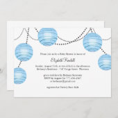 Blue Party Lantern Baby shower Invitation Kaart (Voorkant / Achterkant)