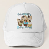 Blue Party Monkeys 3e Verjaardag T-shirts en gesch Trucker Pet (Voorkant)