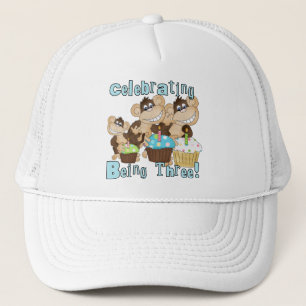 Blue Party Monkeys 3e Verjaardag T-shirts en gesch Trucker Pet