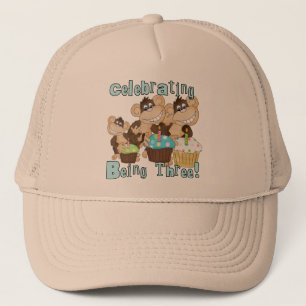 Blue Party Monkeys 3e Verjaardag T-shirts en gesch Trucker Pet