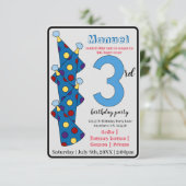 Blue Party Petten 3e verjaardagsfeestje Kinder Kaart (Staand voorkant)