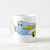 Blue Passenger Jet O Cartoon Koffiemok (Voorkant links)