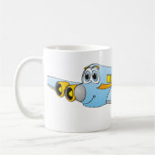 Blue Passenger Jet O Cartoon Koffiemok (Links)