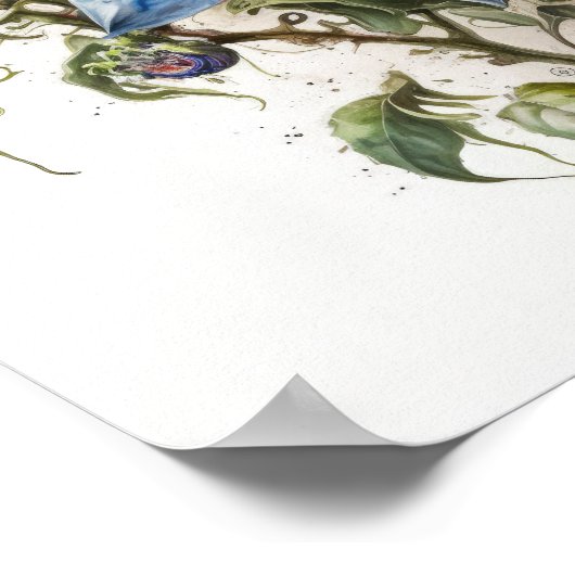 Blue Passion Flower Art Print Poster (Hoek)