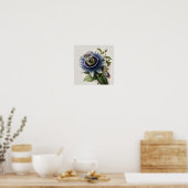 Blue Passion Flower Art Print Poster (Keuken)