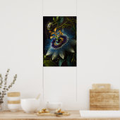 Blue Passion Flower Art Print Poster (Keuken)