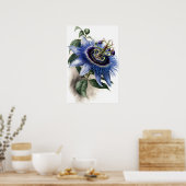 Blue Passion Flower Art Print Poster (Keuken)