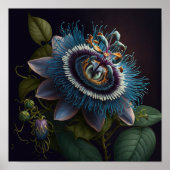 Blue Passion Flowers Art Print Poster (Voorkant)