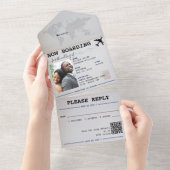 Blue Passport Jamaica Bestemming Bruiloft All In One Uitnodiging (Afscheurbaar)