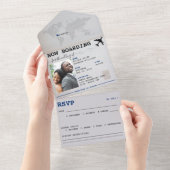 Blue Passport Jamaica Bestemming Bruiloft All In One Uitnodiging (Afscheurbaar)