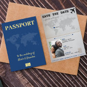 Blue Passport Jamaica Bestemming Bruiloft Save The Date
