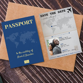 Blue Passport Jamaica Bestemming Bruiloft Save The Date