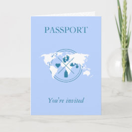 Blue Passport Travel Boy Baby shower Wereldkaart
