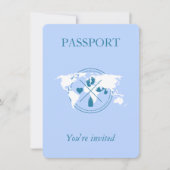 Blue Passport Travel Boy Baby shower Wereldkaart Kaart (Voorkant)