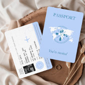 Blue Passport Travel Boy Baby shower Wereldkaart Kaart
