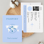Blue Passport Travel Boy Baby shower Wereldkaart Kaart
