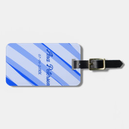 Blue pastel add name date boho retro lines pattern bagagelabel