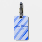 Blue pastel add name date boho retro lines pattern bagagelabel (Achterkant verticaal)