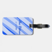Blue pastel add name date boho retro lines pattern bagagelabel (Achterkant horizontaal)