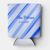 Blue pastel add name date boho retro lines pattern blikjeskoeler (Voorkant)