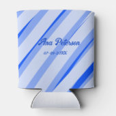Blue pastel add name date boho retro lines pattern blikjeskoeler (Achterkant)