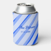 Blue pastel add name date boho retro lines pattern blikjeskoeler (Blikje Achterkant)