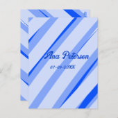 Blue pastel add name date boho retro lines pattern briefkaart (Voorkant / Achterkant)