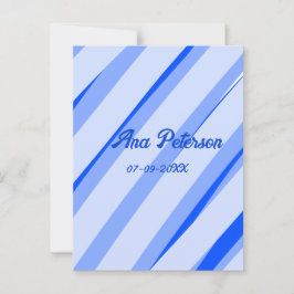 Blue pastel add name date boho retro lines pattern briefkaart