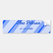 Blue pastel add name date boho retro lines pattern bumpersticker (Voorkant)
