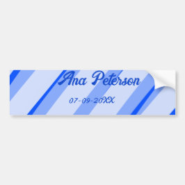 Blue pastel add name date boho retro lines pattern bumpersticker