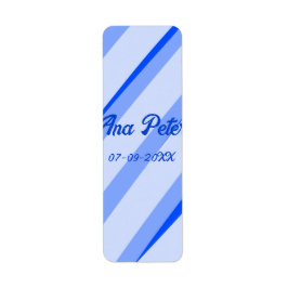 Blue pastel add name date boho retro lines pattern etiket