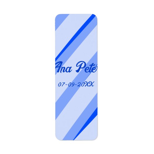 Blue pastel add name date boho retro lines pattern etiket (Voorkant)