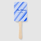 Blue pastel add name date boho retro lines pattern handwaaier (Achterkant)