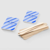 Blue pastel add name date boho retro lines pattern handwaaier (Niet-gemonteerd)