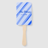 Blue pastel add name date boho retro lines pattern handwaaier (Voorkant)