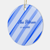 Blue pastel add name date boho retro lines pattern keramisch ornament (Links)