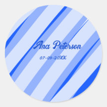 Blue pastel add name date boho retro lines pattern