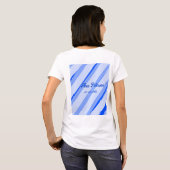 Blue pastel add name date boho retro lines pattern t-shirt (Achterkant volledig)