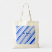 Blue pastel add name date boho retro lines pattern tote bag (Achterkant)