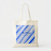 Blue pastel add name date boho retro lines pattern tote bag (Voorkant)