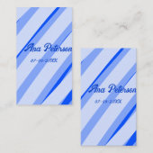 Blue pastel add name date boho retro lines pattern visitekaartje (Voorkant / Achterkant)